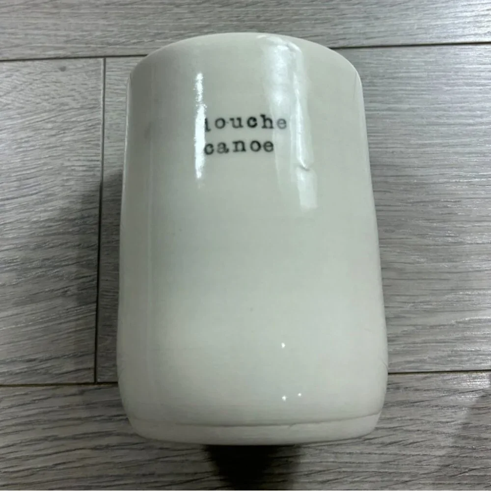 White Ceramic Swear Word Mug Vase “Douche Canoe”